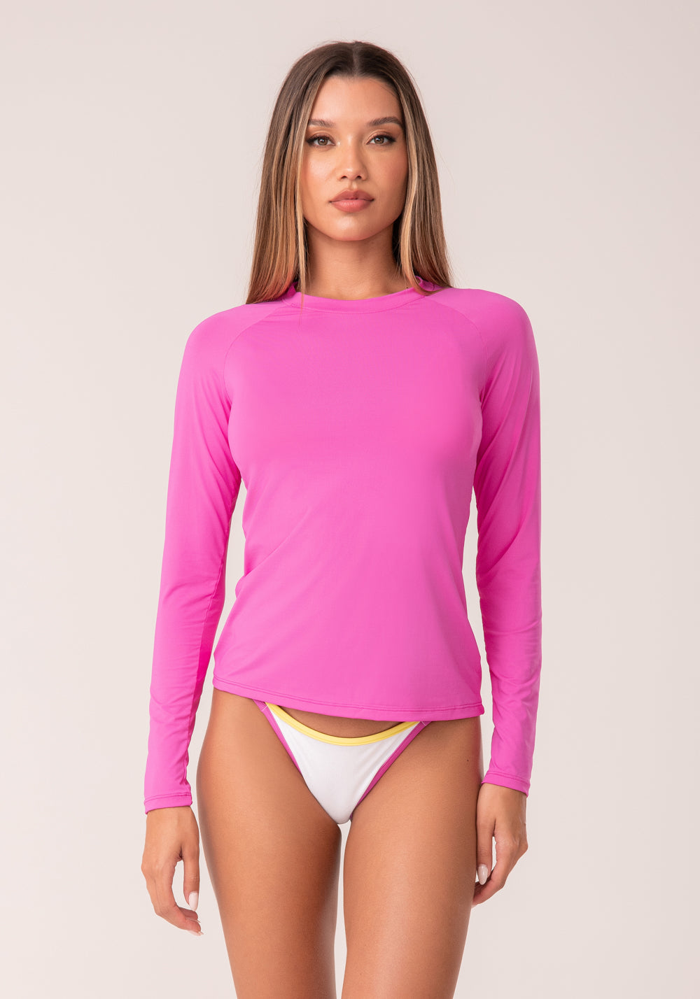 Blusa Uv Manga Longa Rosa Al Mare Dlk