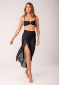 Saia Pareô Longa Crepe Preto Al Mare Dlk