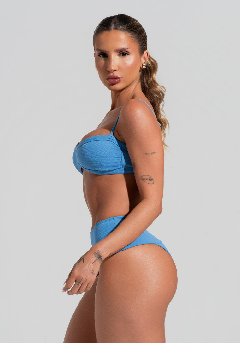 Top Biquíni Faixa Com Textura Solaris Dlk Azul