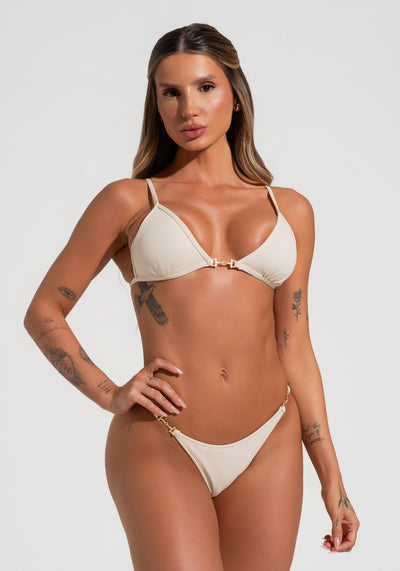 Calcinha Biquíni String Com Textura E Detalhe Em Metal Solaris Dlk Off White