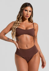 Calcinha Biquíni Hot Pant Com Textura Solaris Dlk Marrom