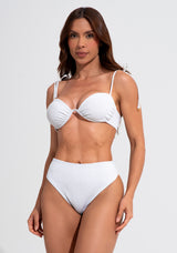 Calcinha Biquíni Hot Pant Cavada Com Fios De Lurex Solaris Dlk Branco