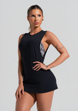 Vestido Saída De Praia Com Maxi Cava Solaris Dlk Preto