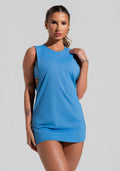 Vestido Saída De Praia Com Maxi Cava Solaris Dlk Azul