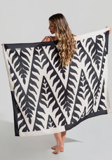 Canga Saída De Praia Solaris Dlk Estampada Boho Chevron Preto