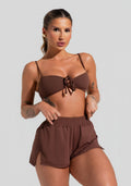 Short Feminino Soltinho Com Transpasse Lateral Solaris Dlk Marrom
