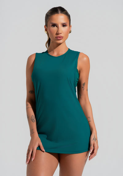 Vestido Saída De Praia Com Maxi Cava Solaris Dlk Verde