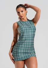Vestido Saída De Praia Com Maxi Cava Solaris Dlk Estampado Xadrez