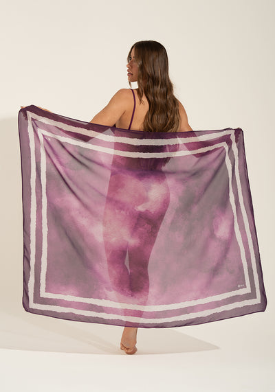 Canga Saída de Praia com Estampa Aquerela Roxo Solaris+ Dlk