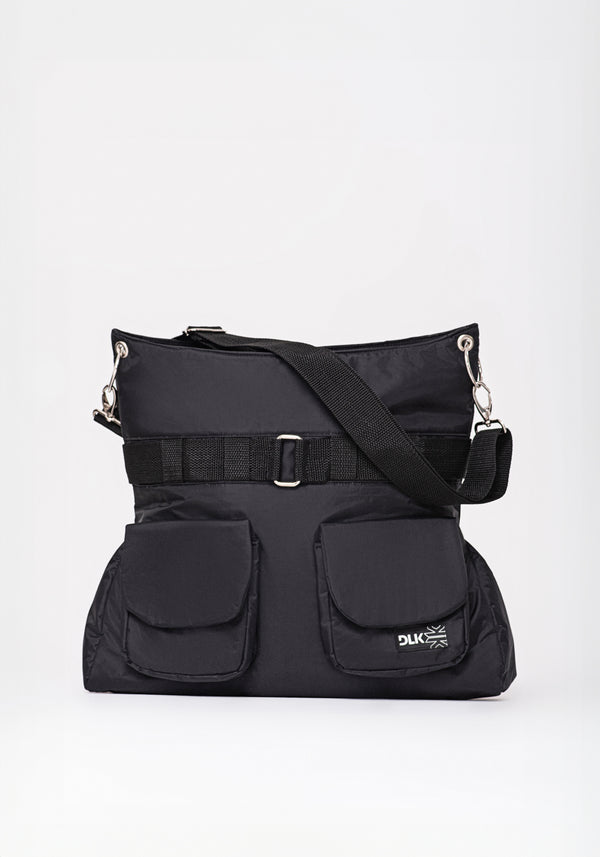 Bolsa Transversal Preto Com 2 Bolsos Externos Dlk