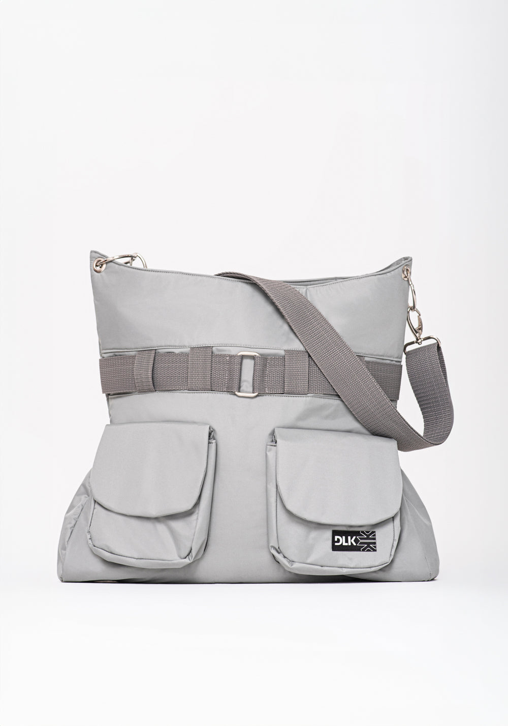 Bolsa Transversal Cinza Claro Com 2 Bolsos Externos Dlk
