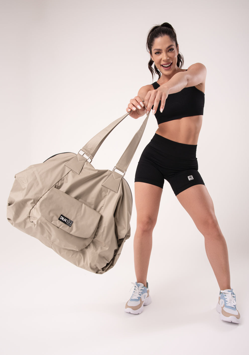 Bolsa De Ombro Areia Com Bolso Externo Dlk