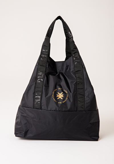 Bolsa Sacola Feminina Preto Com Dourado Dlk