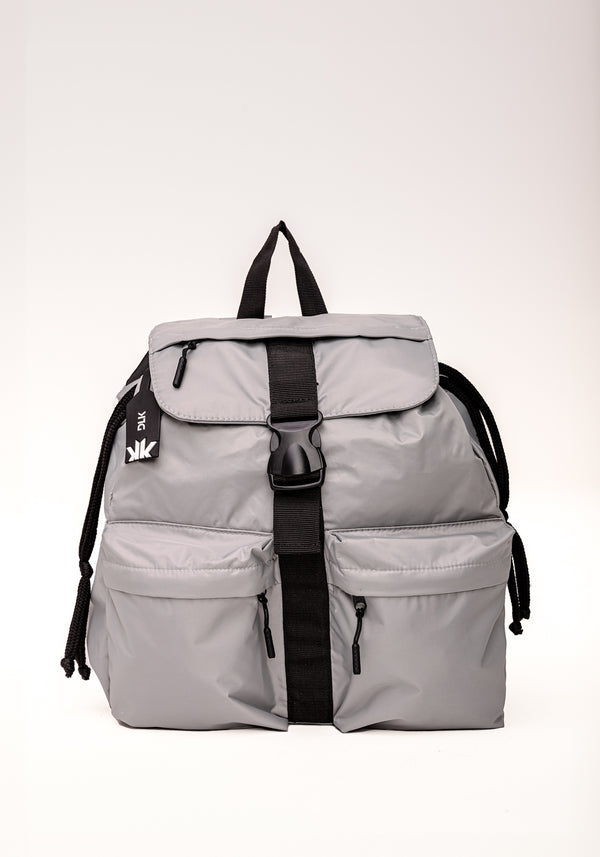 Mochila Feminina Cinza Com Bolsos Dlk