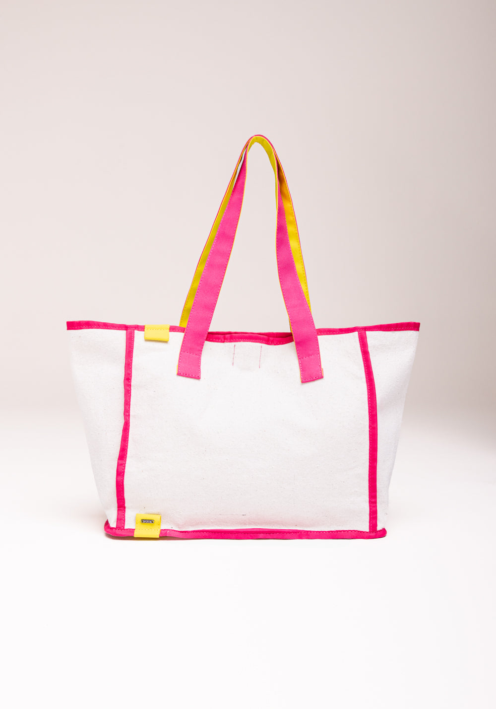 Bolsa De Lona Off White E Rosa Al Mare Dlk
