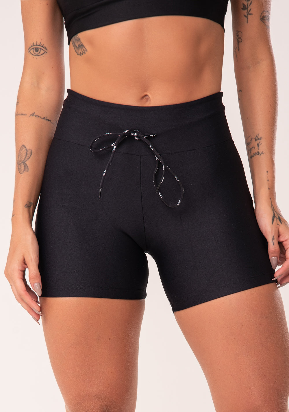 Short Fitness Preto Com Cadarço Básico Dlk