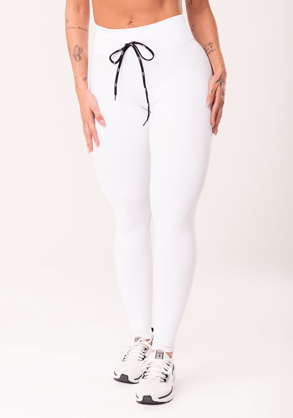 Calça Legging Branca Com Cadarço Básica Dlk