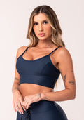 Top Fitness Azul Marinho Com Recortes E Bojo Básico Dlk