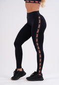 Calça Legging Energy Poliamida Preta Com Elástico Detalhe Laranja Dlk