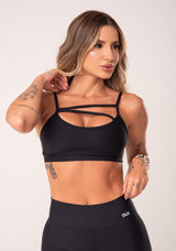 Top Fitness Preto Com Tiras Básico Dlk