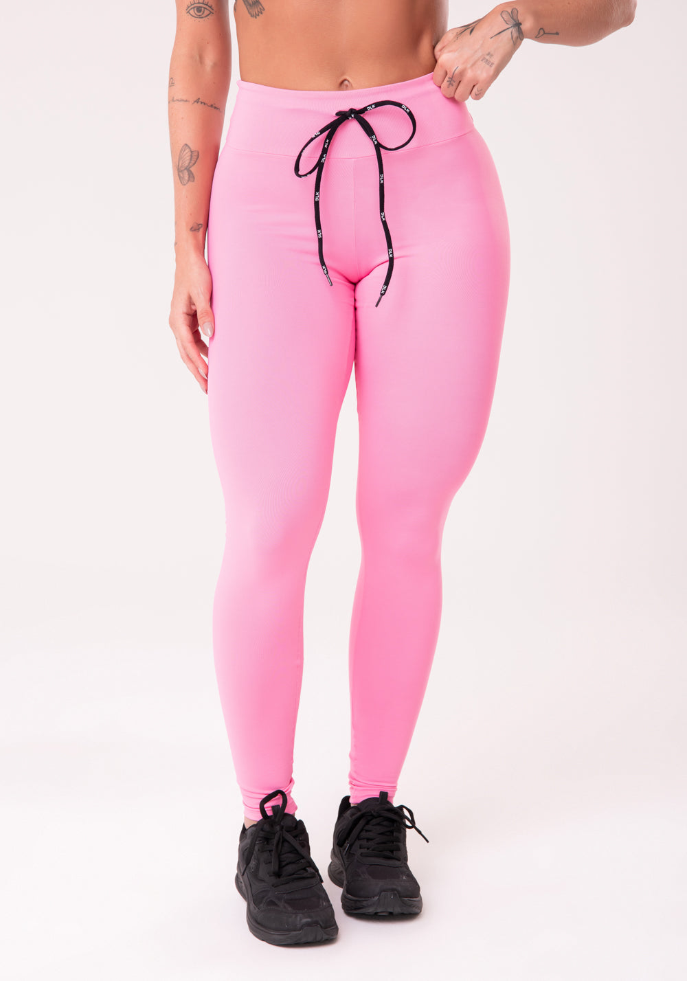 Calça Legging Rosa Chiclete Com Cadarço Básica Dlk