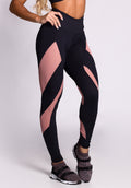 Calça Legging Poliamida Preta Com Tule Rosê