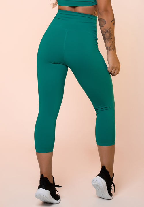 Calça Corsário Verde Cintura Alta Básica Dlk
