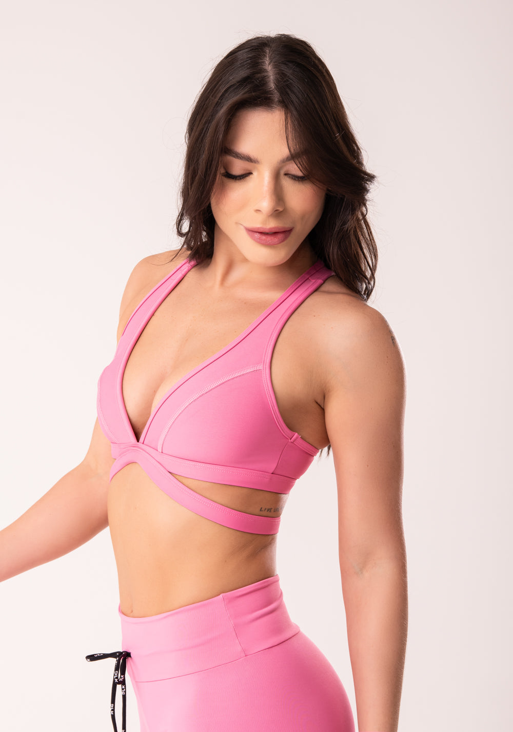 Top Fitness Rosa Chiclete Nadador Com Tira Básico Dlk