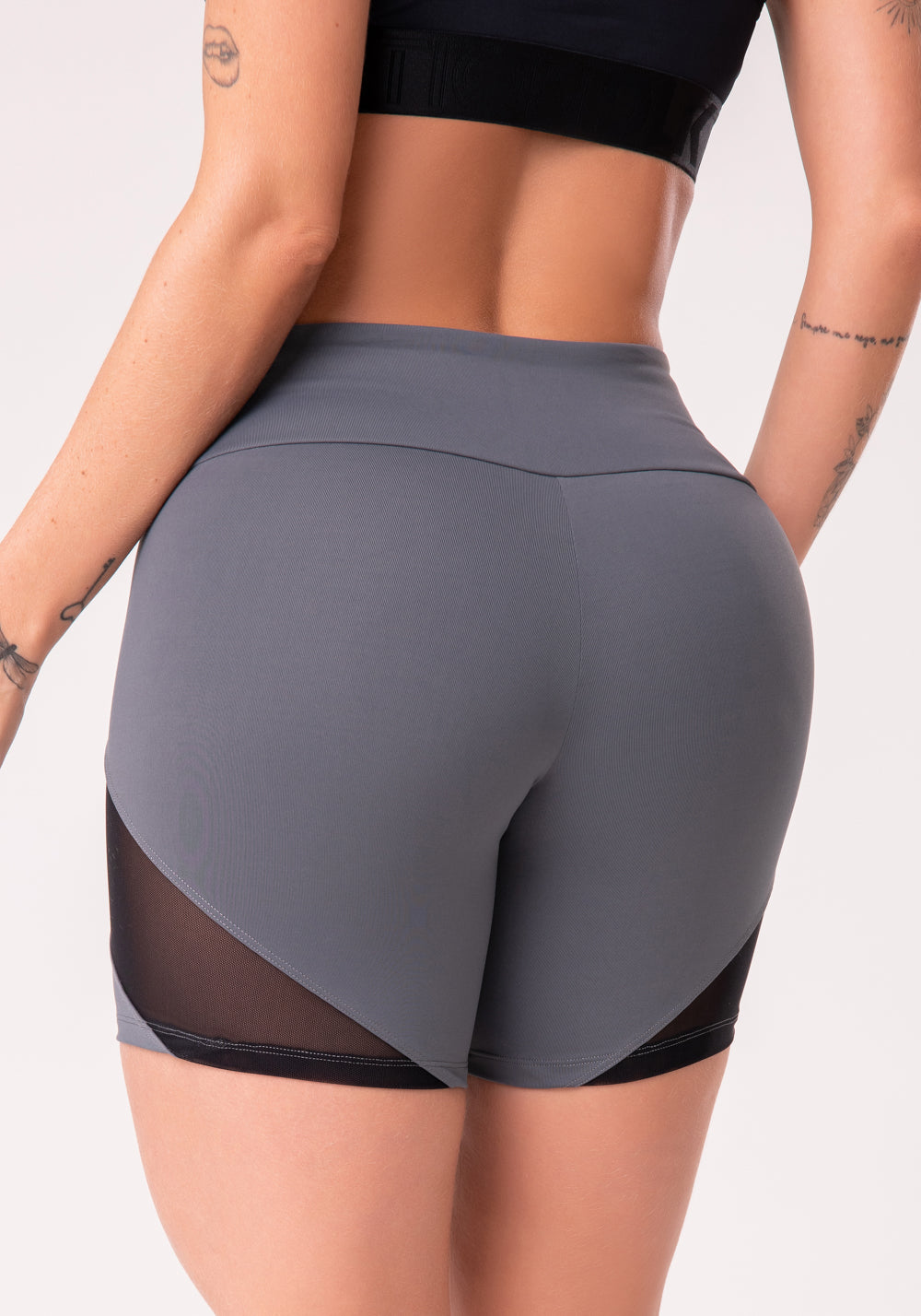 Short Poliamida Grafite Com Tule Dlk