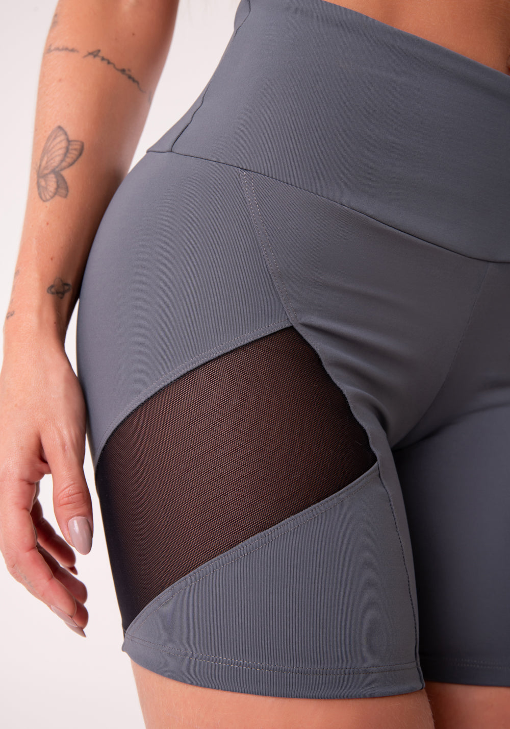 Short Poliamida Grafite Com Tule Dlk