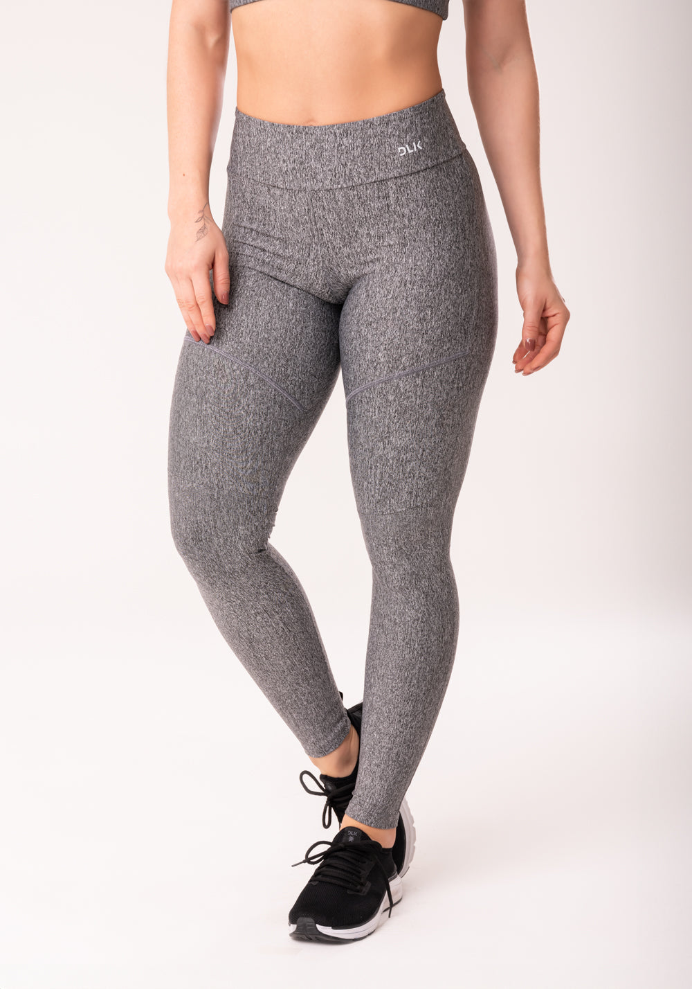 Calça Legging Mescla Com Recortes Básico Dlk