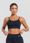 Top Fitness Feminino Com Recortes Preto Básico Dlk