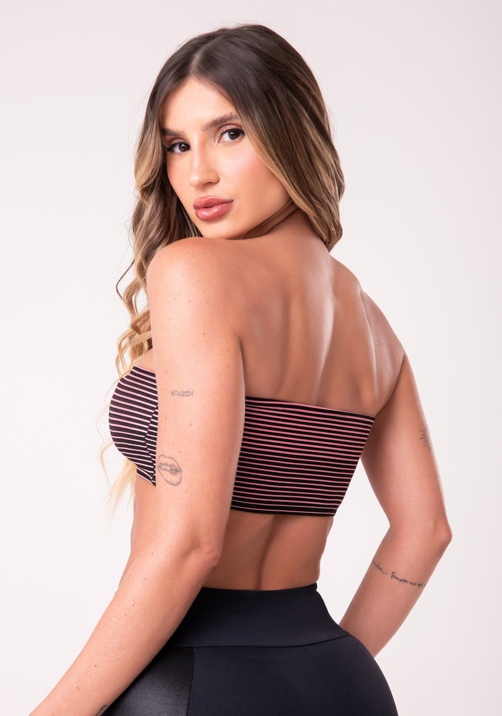 Top Faixa Jacquard Listrado Rosa Dlk