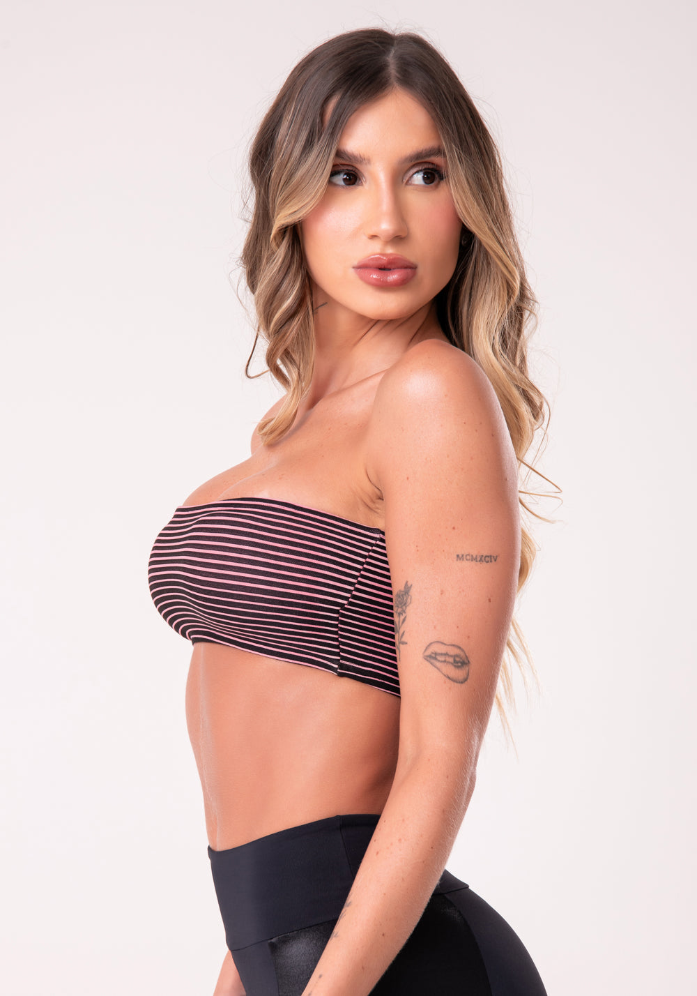 Top Faixa Jacquard Listrado Rosa Dlk