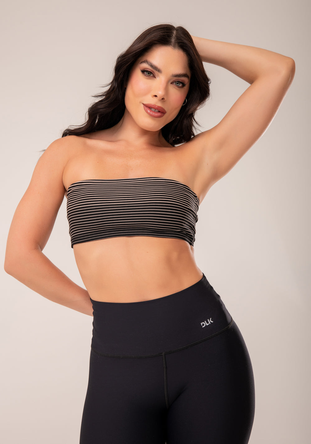Top Faixa Jacquard Listrado Nude Dlk