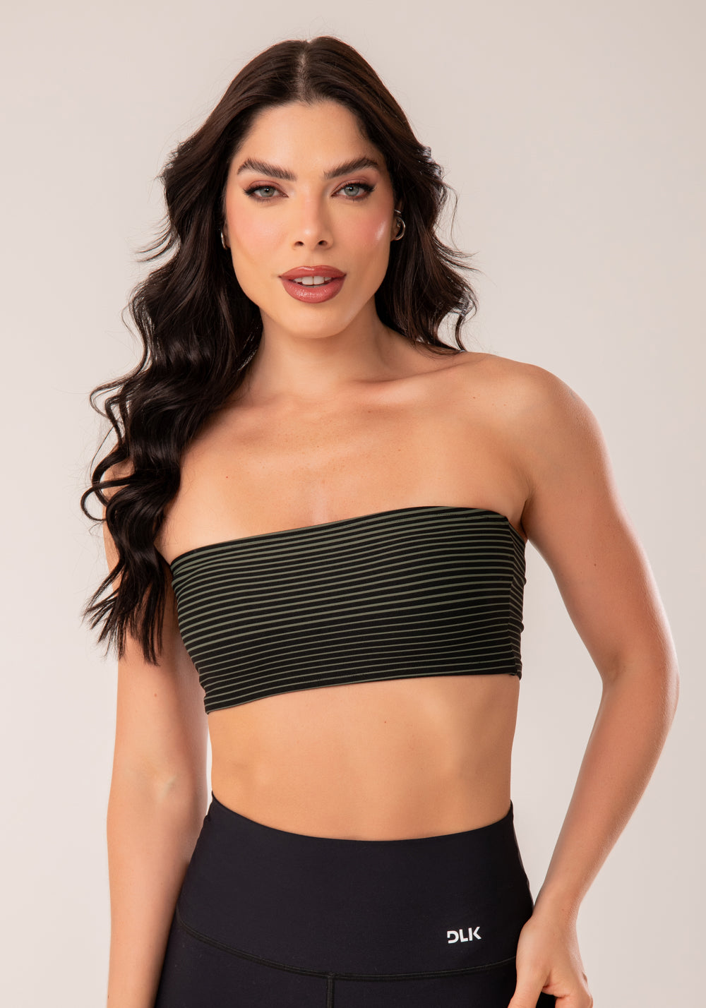 Top Faixa Jacquard Listrado Verde Militar Dlk