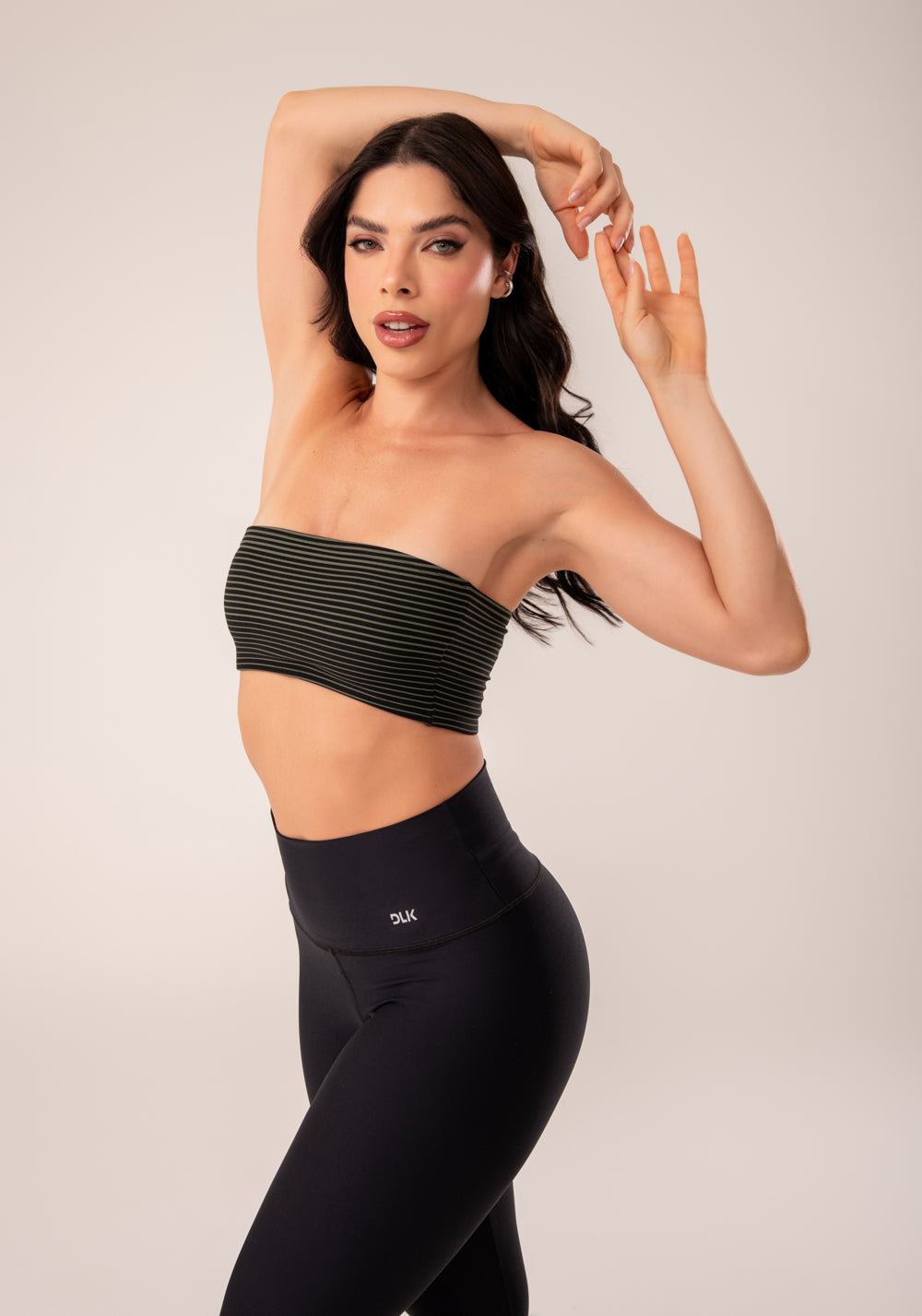 Top Faixa Jacquard Listrado Verde Militar Dlk