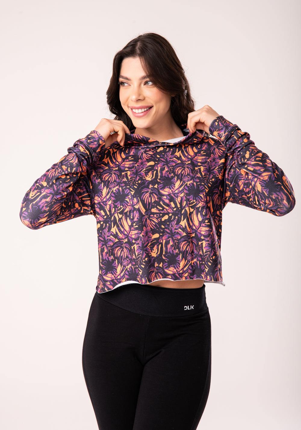 Casaco Moletom Estampado Folhagem Com Capuz Dlk