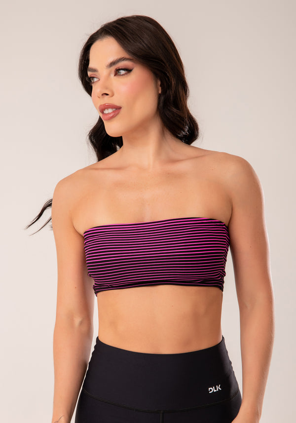 Top Faixa Jacquard Listrado Pink Dlk