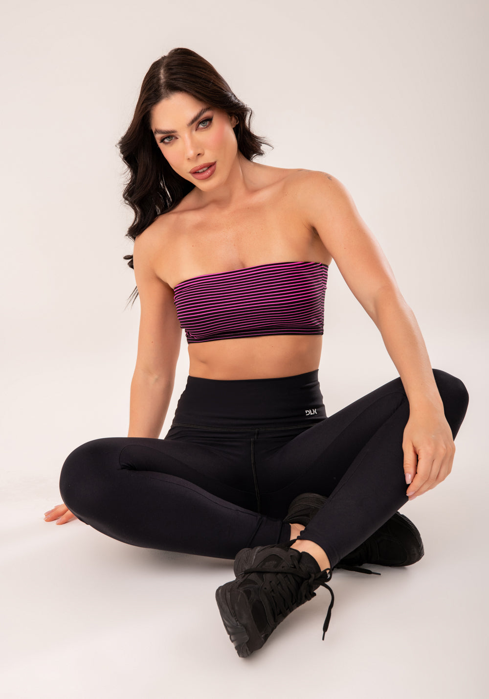 Top Faixa Jacquard Listrado Pink Dlk