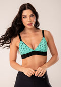 Top Fitness Jacquard Escama Verde Com Elástico Dlk