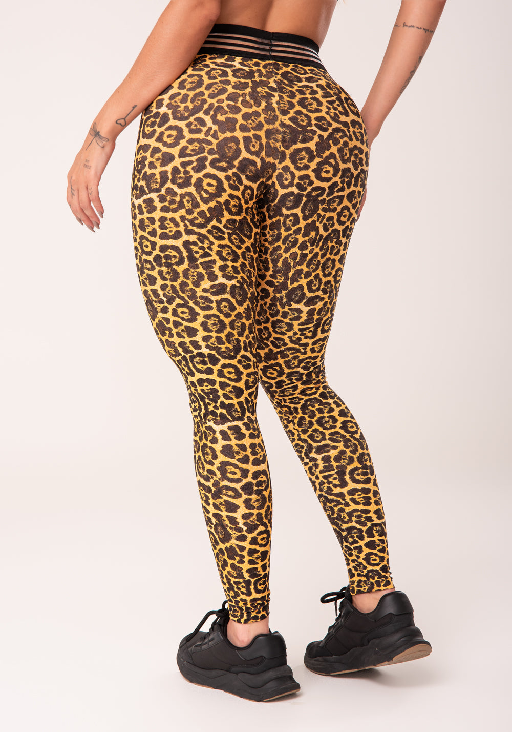 Calça Legging Wild Com Elástico Estampada Leopardo Dlk