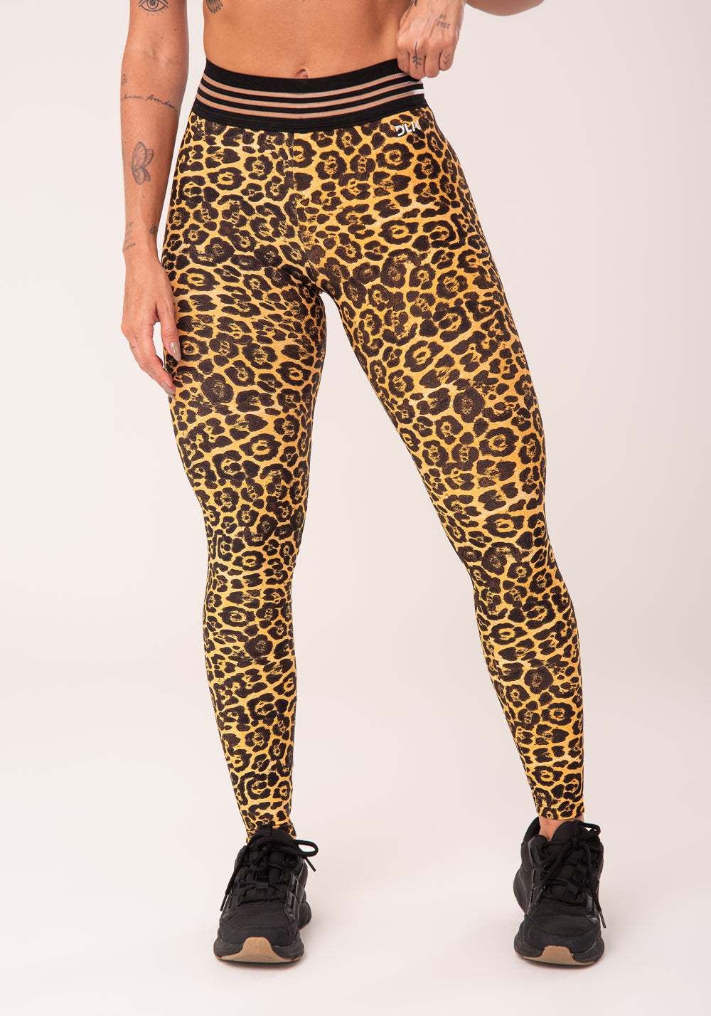 Calça Legging Wild Com Elástico Estampada Leopardo Dlk