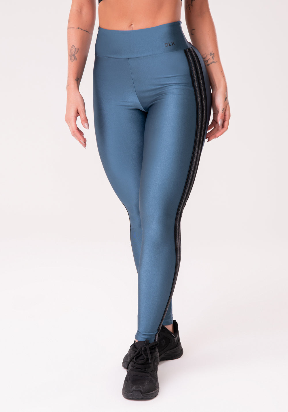 Calça Legging Happiness Com Elástico Lateral Azul Marinho Dlk