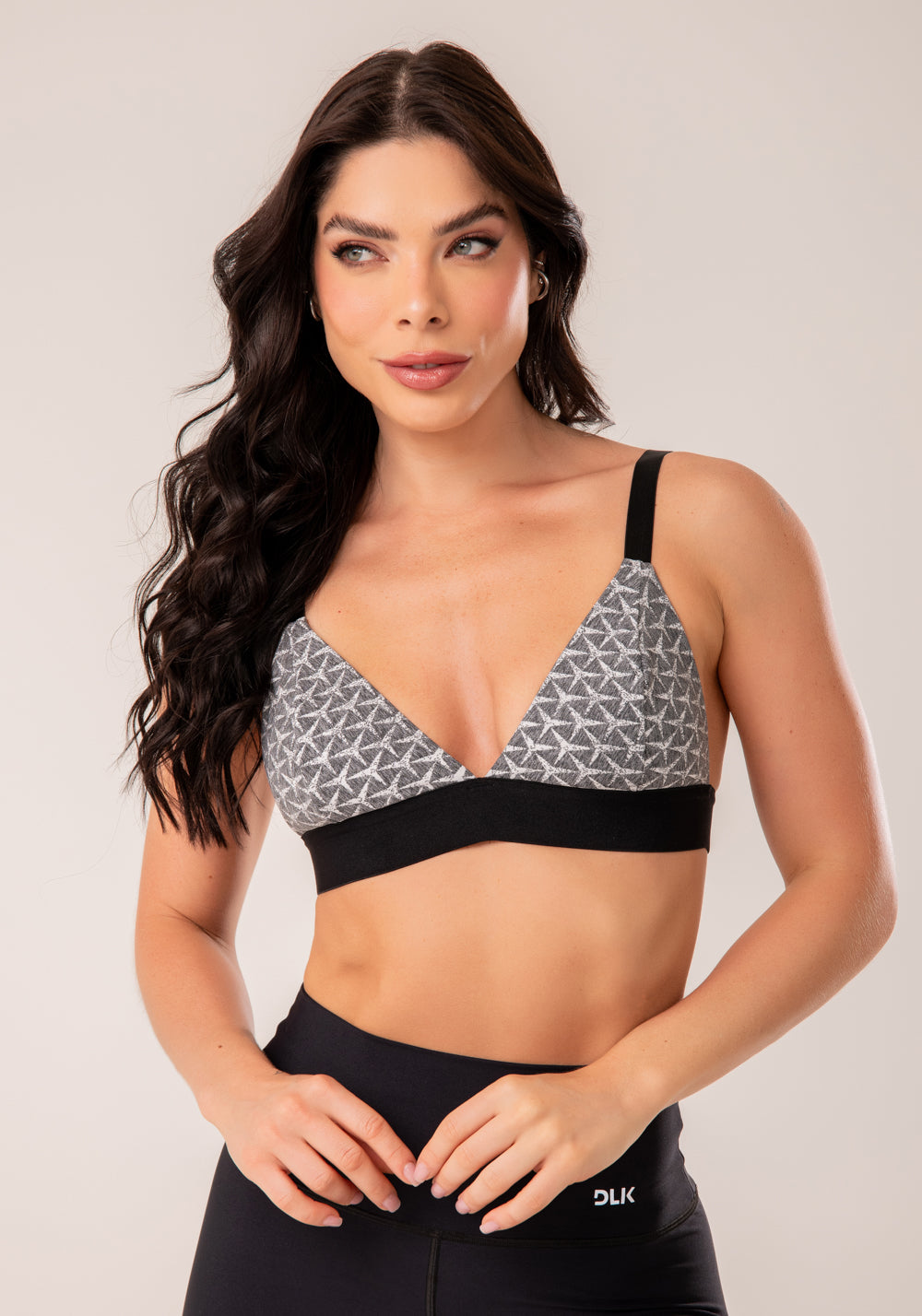 Top Fitness Jacquard Light Mescla Estampada Estrelas Com Elástico Dlk