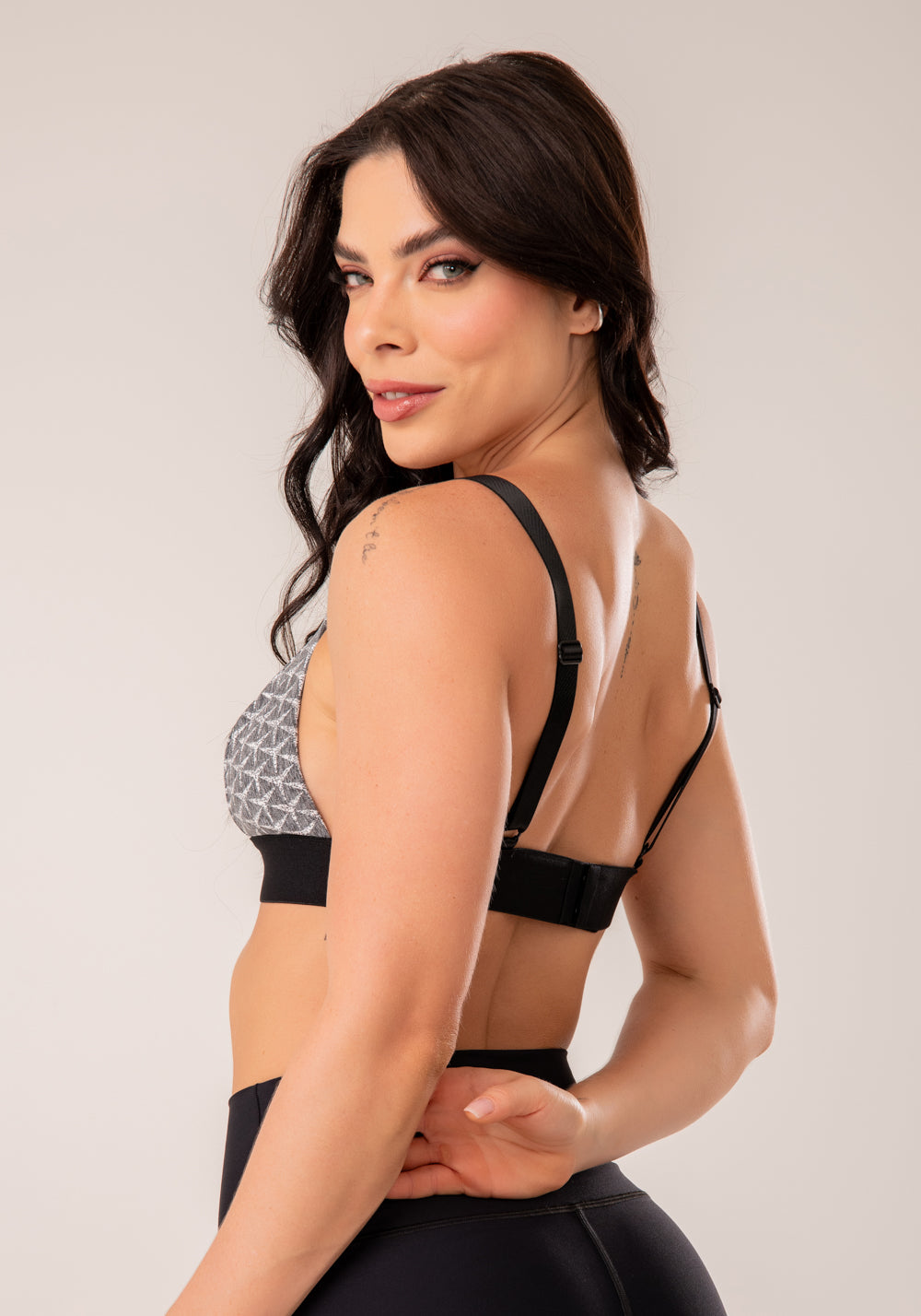 Top Fitness Jacquard Light Mescla Estampada Estrelas Com Elástico Dlk
