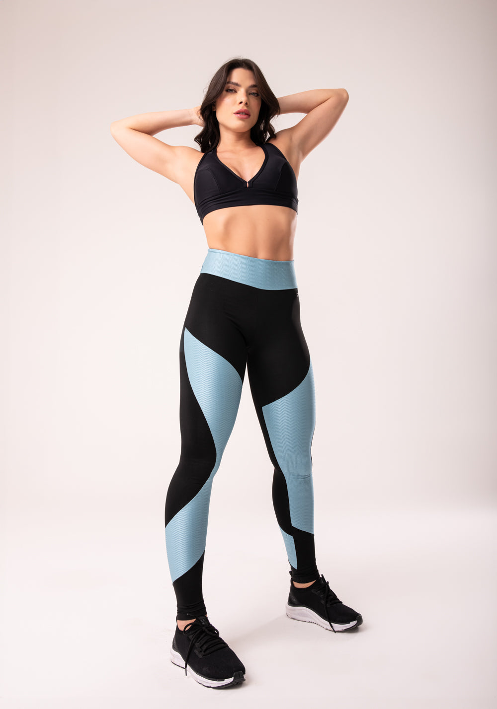 Calça Legging Energy Texturizada Com Recortes Azul Dlk