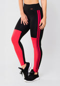 Calça Legging Energy Preta Com Recorte E Elástico Rosa Dlk