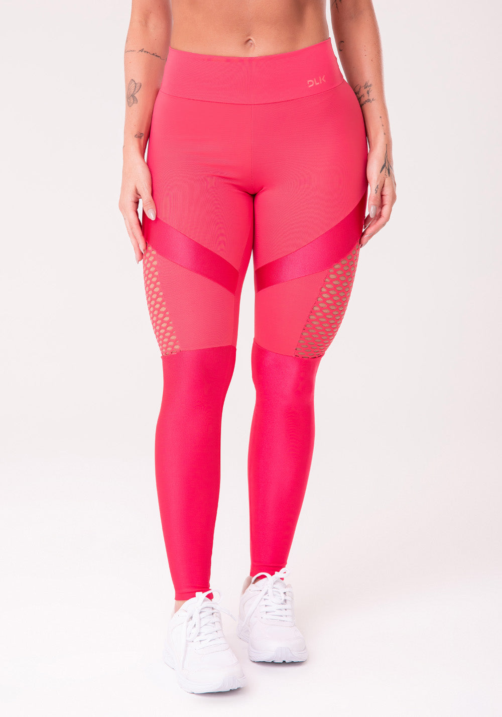 Calça Legging Energy Com Recortes Em Tela Rosa Dlk