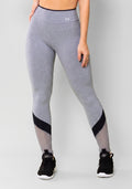 Calça Legging Energy Mescla Com Tela E Recorte Preto Dlk
